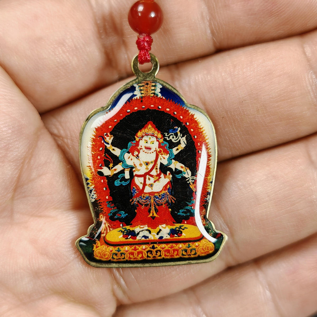 White Mahakala Amulet | Vintage Tibetan Protective Pendant | Sacred Buddhist Talisman, Wealth & Spiritual Gift - 36mm
