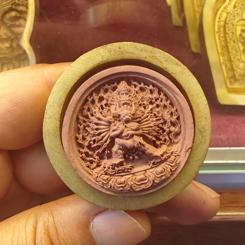 Yamantaka in Yab-Yum Form Tsa Tsa Mold - Tibetan tsa tsa mold, front view
