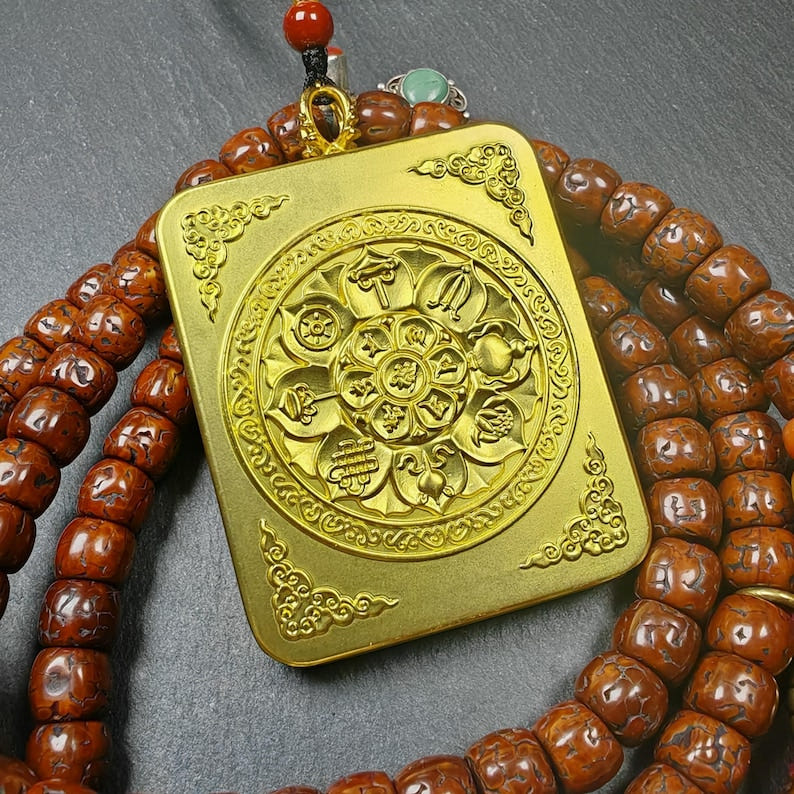 Yellow Jambhala Gau Box Amulet - Tibetan Buddhist amulet, view 4