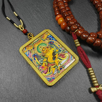 Yellow Jambhala Gau Box Amulet - Tibetan Buddhist amulet, view 5
