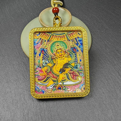 Yellow Jambhala Gau Box Amulet - Tibetan Buddhist amulet, view 6