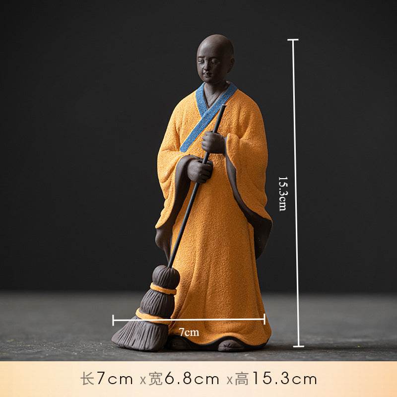 Sweeping Monk Buddha Statue - Tibetan Buddhist statue, view 5