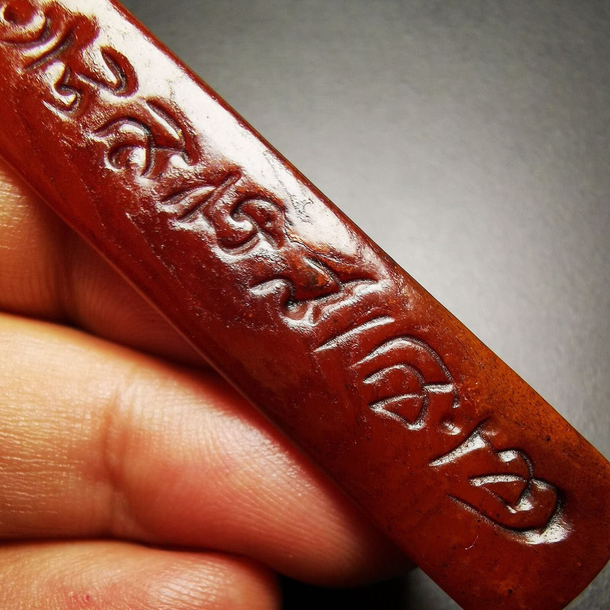 Amulet,Yak Bone,Sutra Pendant 2.2" - Tibetan Buddhist amulet, view 6
