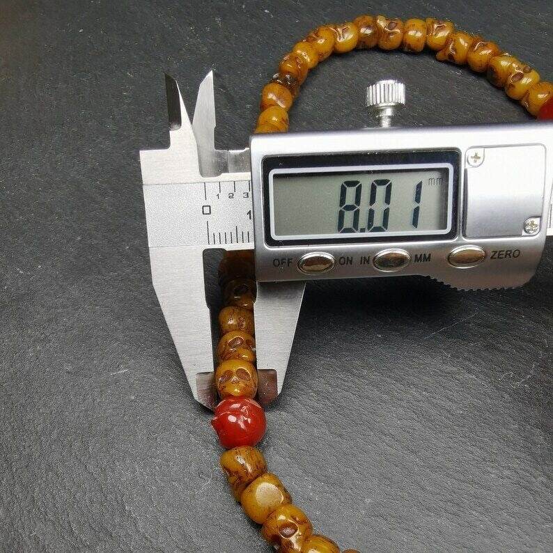 Yak Bone Kapala Mala,Prayer Beads - Tibetan Buddhist mala beads, size reference