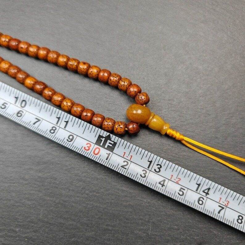 Mala Beads Necklace - Tibetan Buddhist mala beads, size reference