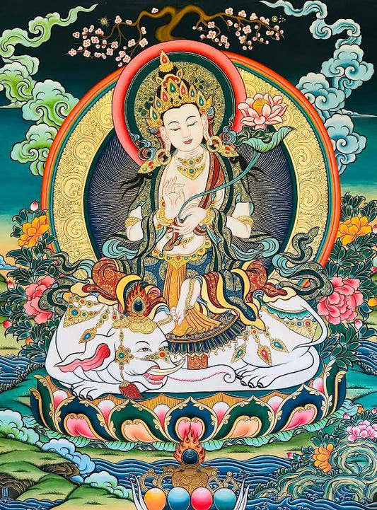 Samantabhadra Thangka - Tibetan thangka painting, front view