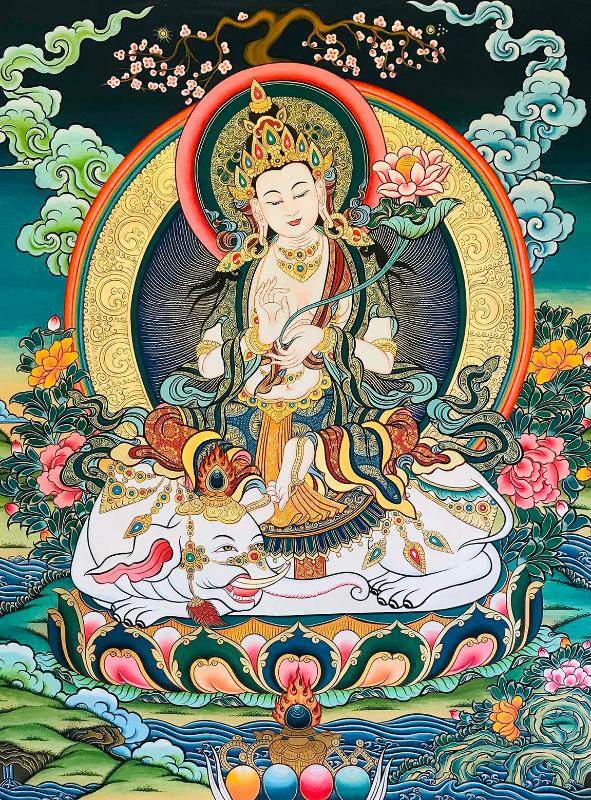 Samantabhadra Thangka - Tibetan thangka painting, front view