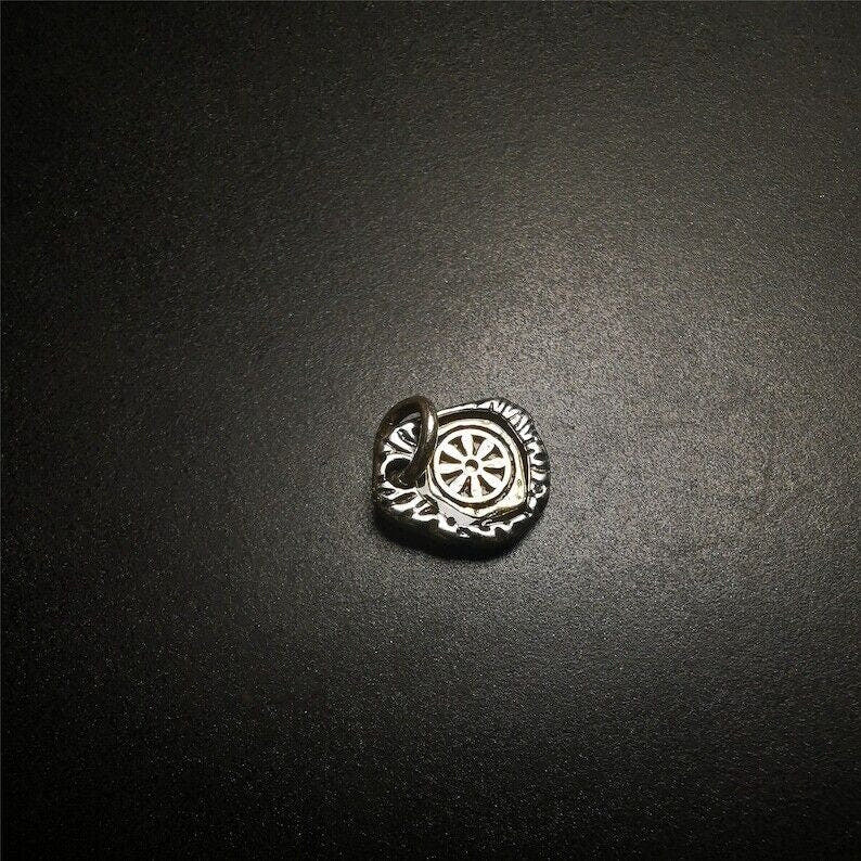 Amulet,Wheel Pendant for Prayer Bead 0.43" - Tibetan Buddhist amulet, view 6