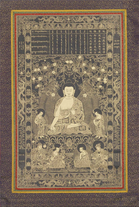 Kassapa Buddha - Tibetan thangka painting, front view
