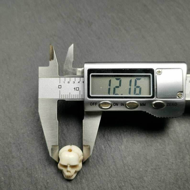 White Skull Spacer Bead for Prayer Bead - Tibetan Buddhist art, view 8