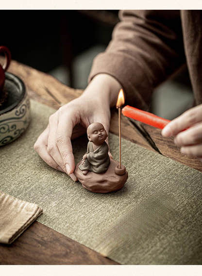 Purple Sand Buddha Statue Incense Holder - Tibetan Buddhist statue, view 14
