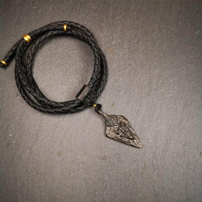 Demon Amulet 1.8" - Tibetan Buddhist amulet, close-up detail