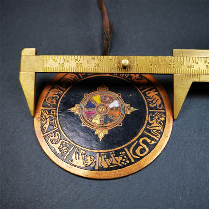 Prayer Wheel Pendant 2.95" - Tibetan Buddhist art, size reference