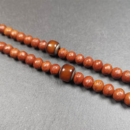 1 Pair of Yak Bone Beads 0.47" - Tibetan Buddhist art, front view