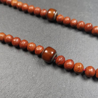 1 Pair of Yak Bone Beads 0.47" - Tibetan Buddhist art, detailed view