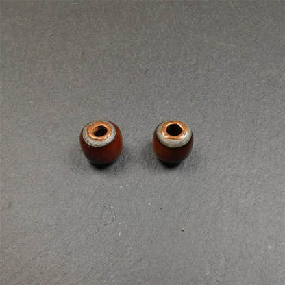 1 Pair of Yak Bone Beads 0.47" - Tibetan Buddhist art, view 7