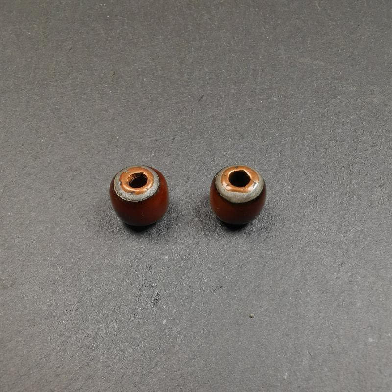 1 Pair of Yak Bone Beads 0.47" - Tibetan Buddhist art, view 7