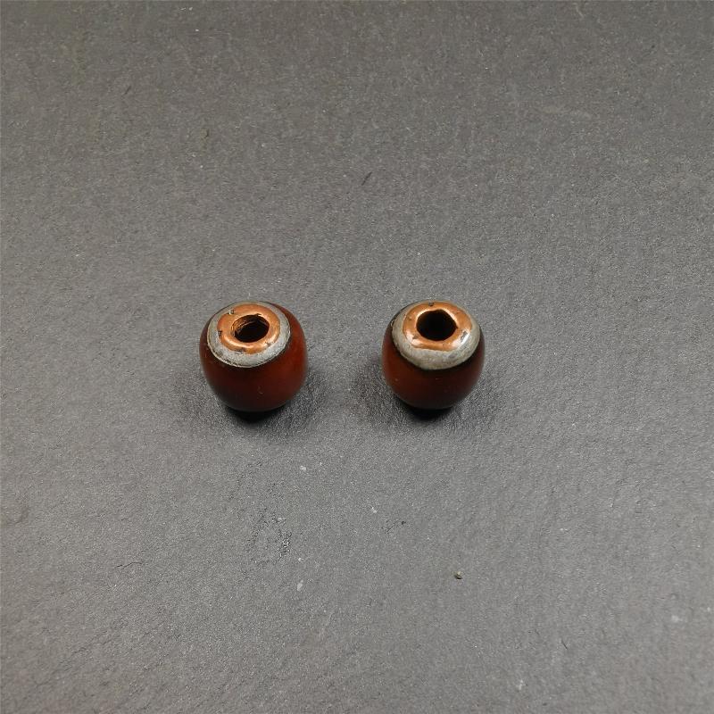 1 Pair of Yak Bone Beads 0.47" - Tibetan Buddhist art, view 7