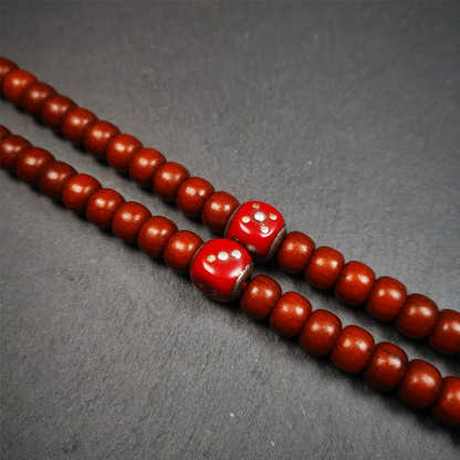 1 Pair of Plastic Dice Beads 0.47" - Tibetan Buddhist art, front view