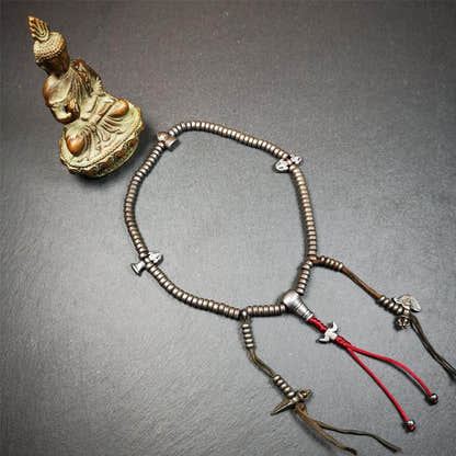 0.2" Cold Iron Mala,15" - Tibetan Buddhist mala beads, view 4