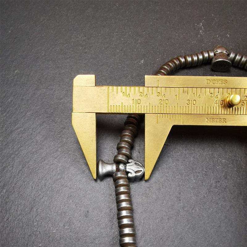 0.2" Cold Iron Mala,15" - Tibetan Buddhist mala beads, view 12