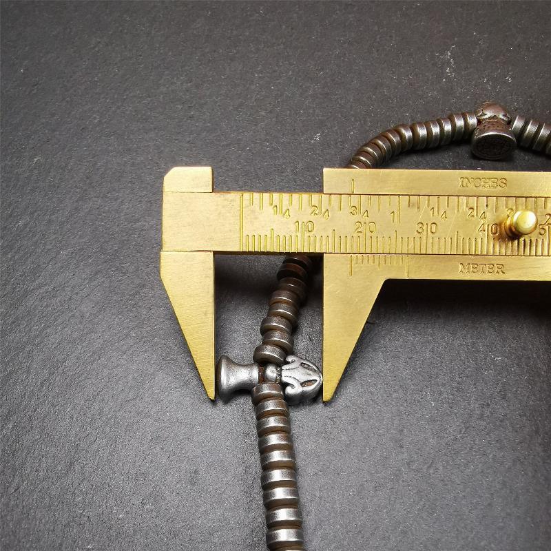 0.2" Cold Iron Mala,15" - Tibetan Buddhist mala beads, view 12