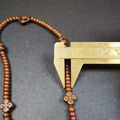 0.2" Copper Mala,18" - Tibetan Buddhist mala beads, view 9