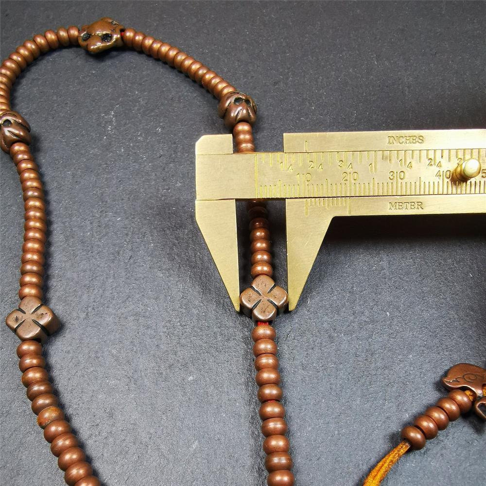 0.2" Copper Mala,18" - Tibetan Buddhist mala beads, view 10