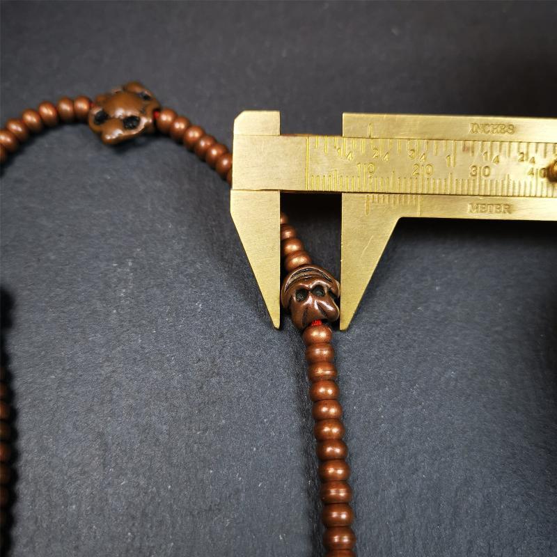 0.2" Copper Mala,18" - Tibetan Buddhist mala beads, view 11