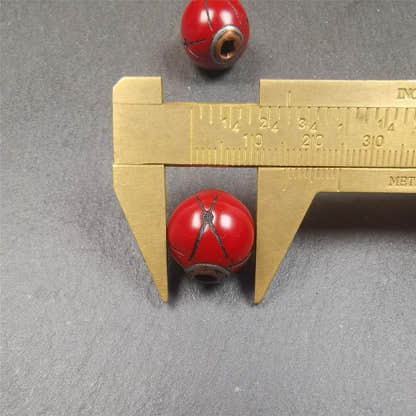 1 Pair of Tibetan Plastic Spacer Beads 0.6" - Tibetan Buddhist art, view 9