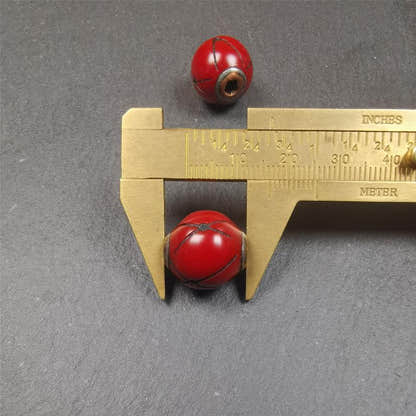 1 Pair of Tibetan Plastic Spacer Beads 0.6" - Tibetan Buddhist art, size reference
