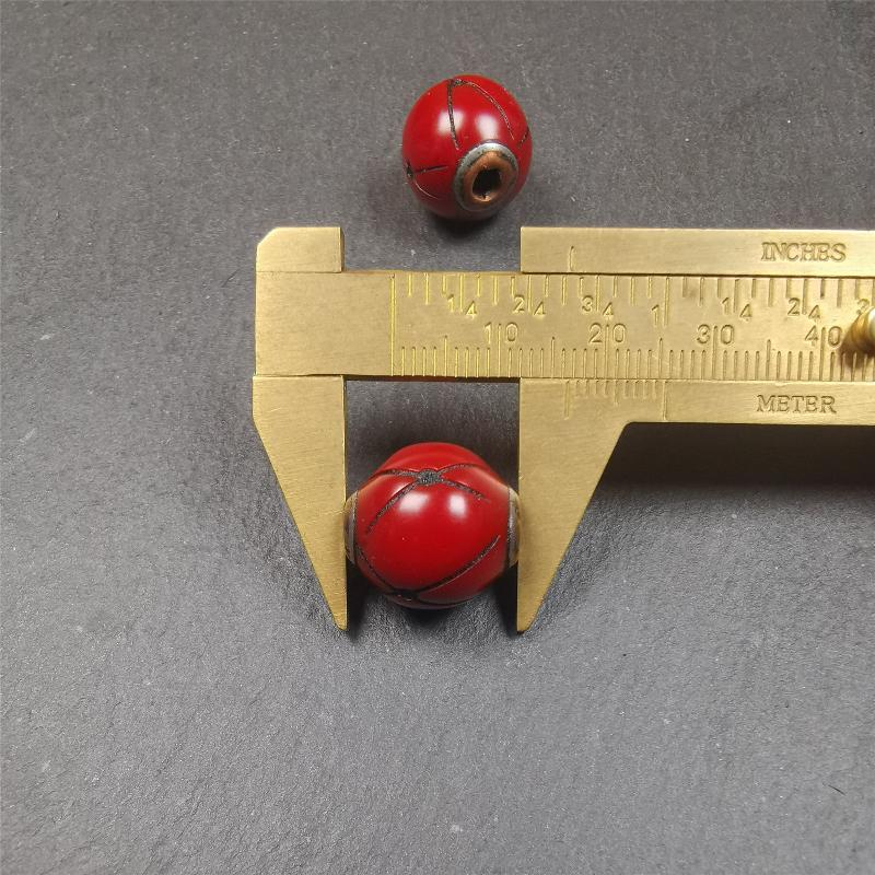 1 Pair of Tibetan Plastic Spacer Beads 0.6" - Tibetan Buddhist art, size reference