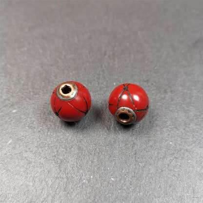 1 Pair of Tibetan Plastic Spacer Beads 0.6" - Tibetan Buddhist art, view 7