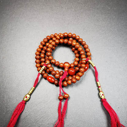 Old Indian Jujube Beads mala -30" - Tibetan Buddhist mala beads, view 4