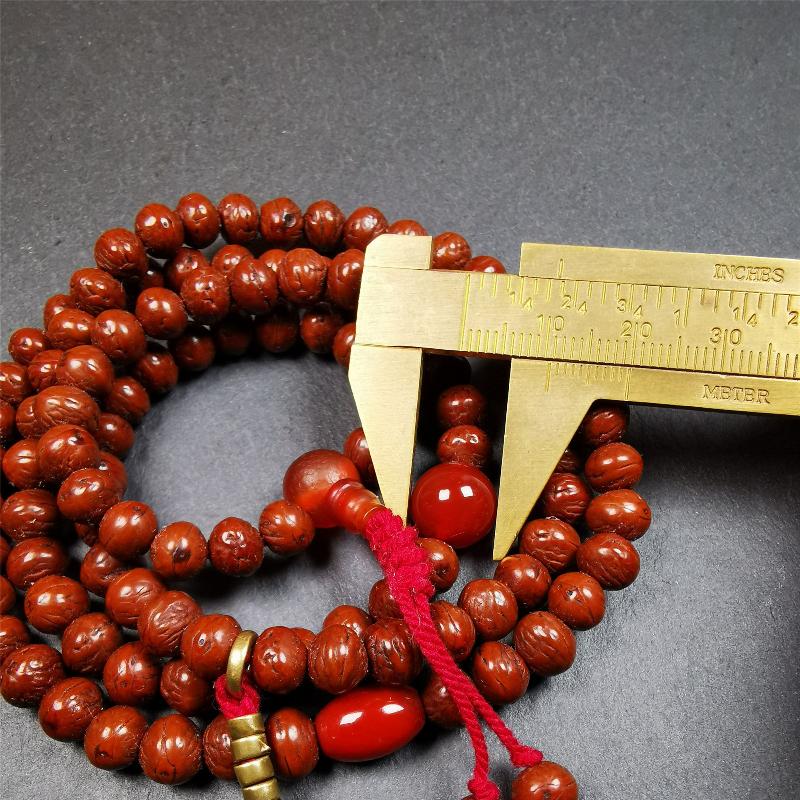 Old Indian Jujube Beads mala -30" - Tibetan Buddhist mala beads, view 9
