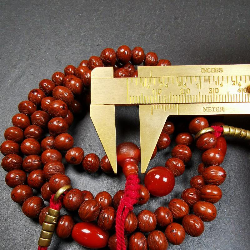 Old Indian Jujube Beads mala -30" - Tibetan Buddhist mala beads, view 10