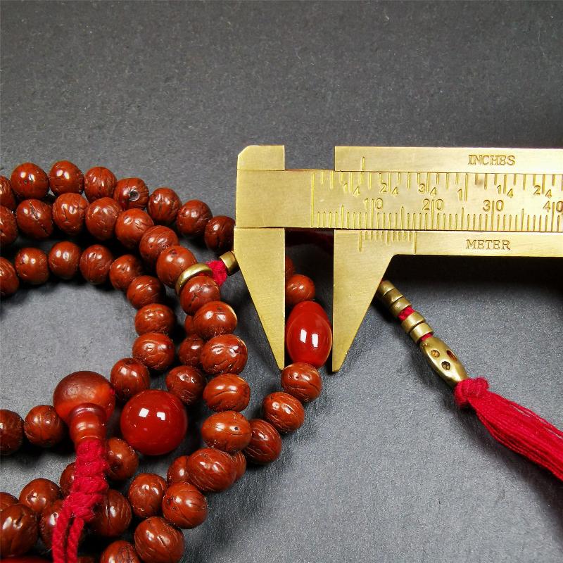 Old Indian Jujube Beads mala -30" - Tibetan Buddhist mala beads, view 11