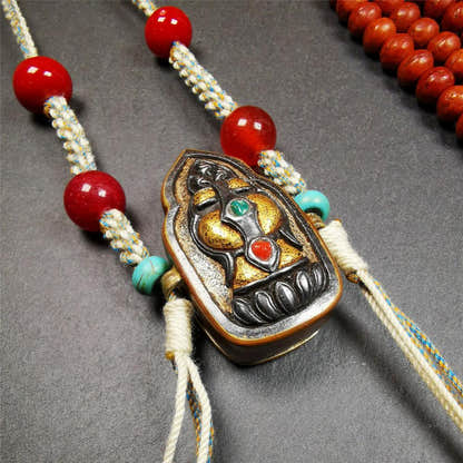 Portable Gau Shrine 1.8" - Tibetan Buddhist art, detailed view