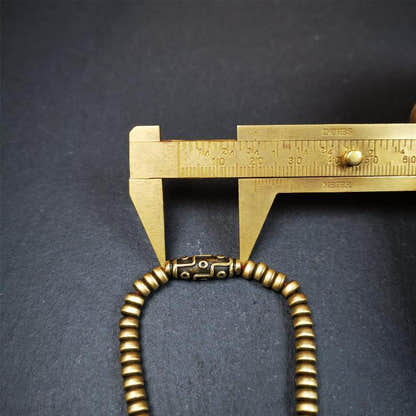 0.2" Lima Brass Mala,15" - Tibetan Buddhist mala beads, view 8