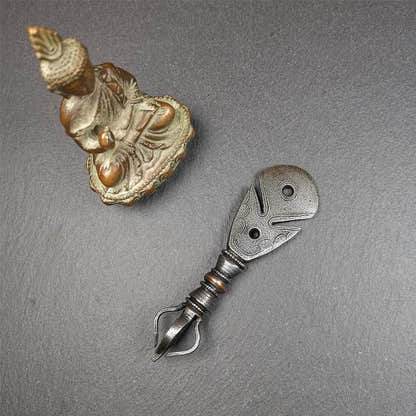 Round Kartika Knife 4.0" - Tibetan Buddhist art, close-up detail