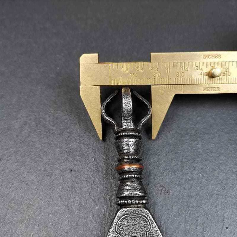 Round Kartika Knife 4.0" - Tibetan Buddhist art, size reference