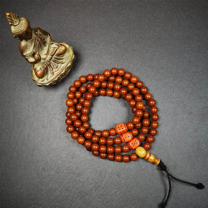 Corypha Linn Seed Mala,0.32" - Tibetan Buddhist mala beads, detailed view