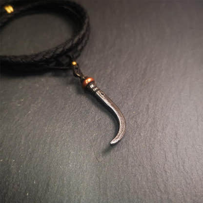 Wolf Tooth Amulet 1.77" - Tibetan Buddhist amulet, view 4