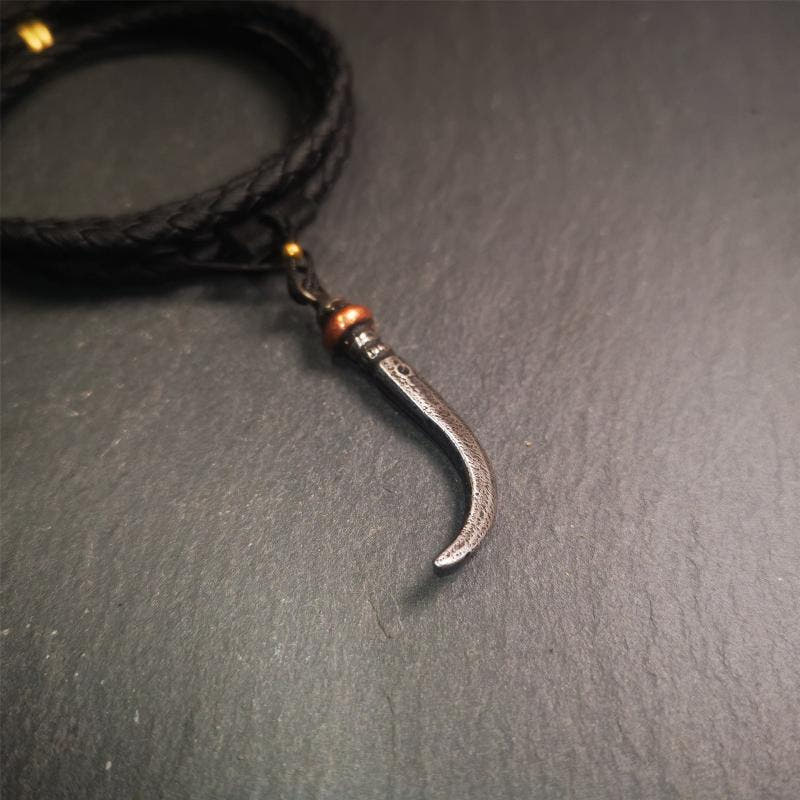 Wolf Tooth Amulet 1.77" - Tibetan Buddhist amulet, view 4