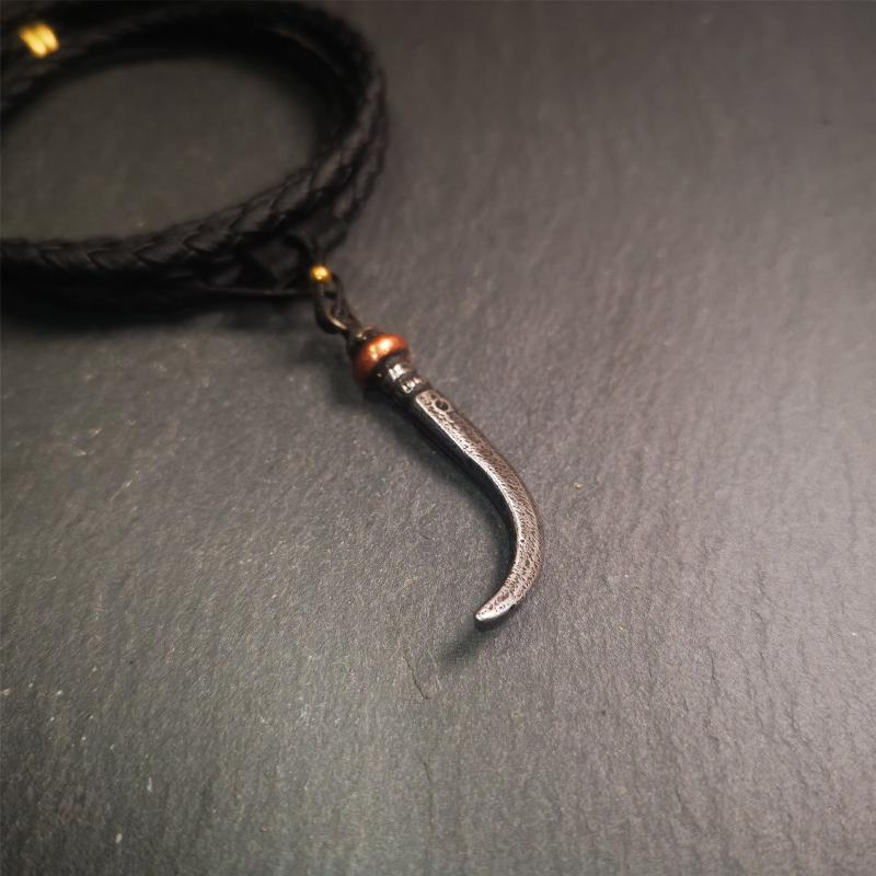 Wolf Tooth Amulet 1.77" - Tibetan Buddhist amulet, view 4
