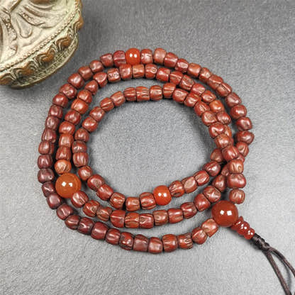 Cypress Seed Beads Mala,0.26" - Tibetan Buddhist mala beads, close-up detail