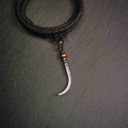 Wolf Tooth Amulet 1.77" - Tibetan Buddhist amulet, view 5