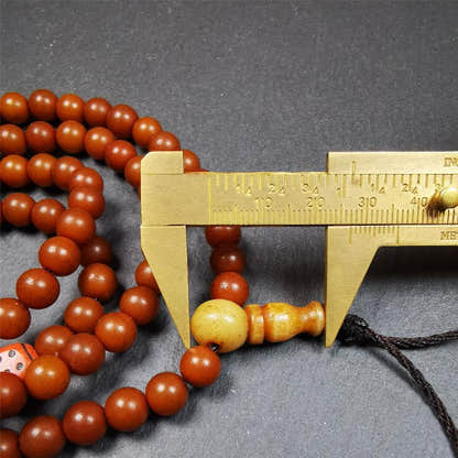 Corypha Linn Seed Mala,0.32" - Tibetan Buddhist mala beads, size reference