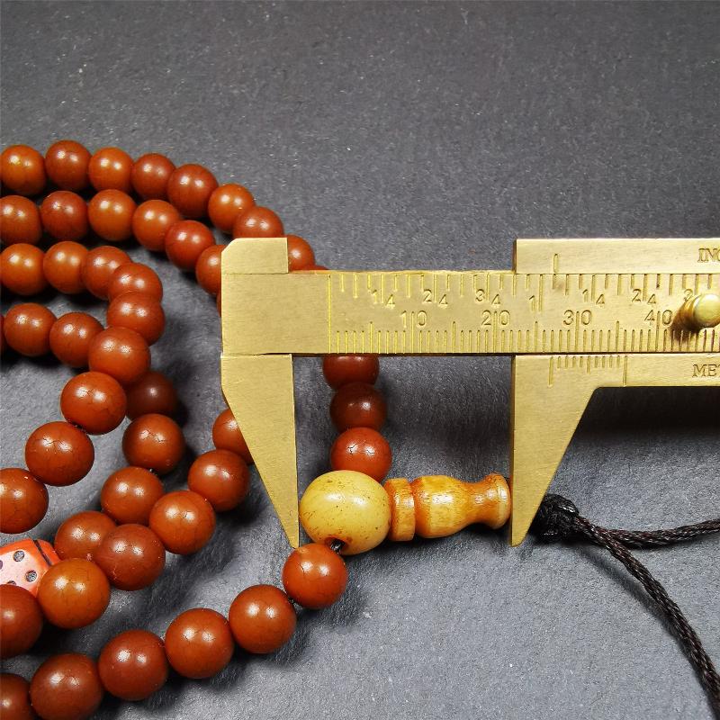 Corypha Linn Seed Mala,0.32" - Tibetan Buddhist mala beads, size reference