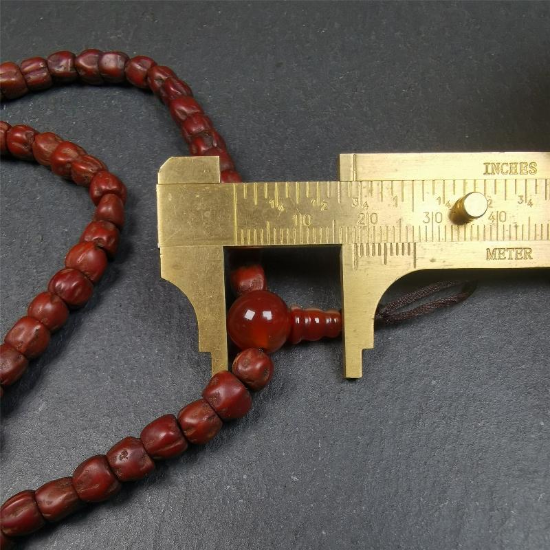 Cypress Seed Beads Mala,0.26" - Tibetan Buddhist mala beads, size reference